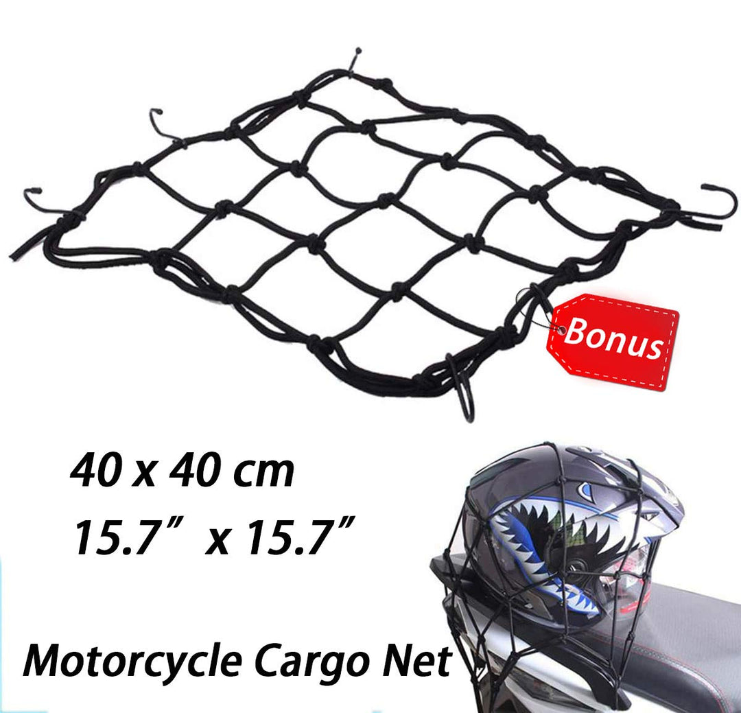 Motorcycle Tail Bag, Seat Bag, Dual Use Motorcycle Waterproof Helmet Bag for Motorbike - with One Extra Motorcycle Cargo Net