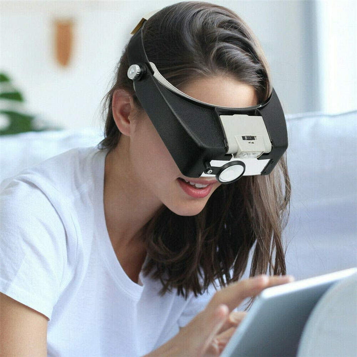 Head Magnifier Jewelers with LED Light Illuminated Helm