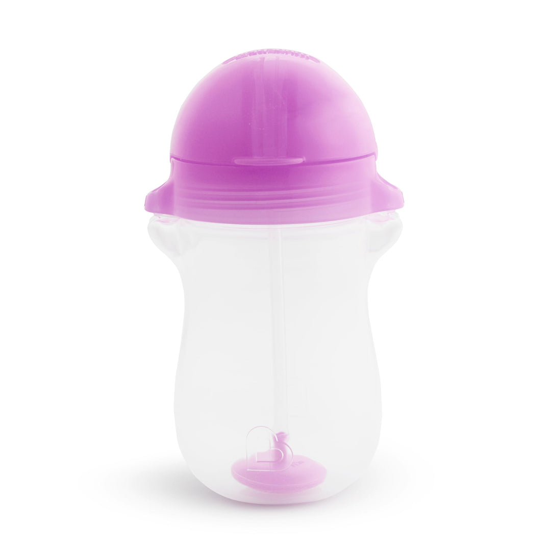 Munchkin Any Angle Sippy Cup for Toddlers, Weighted Toddler Straw Cup with Click Lock Lid, 10 Ounce, 2 Pack, Pink/Purple
