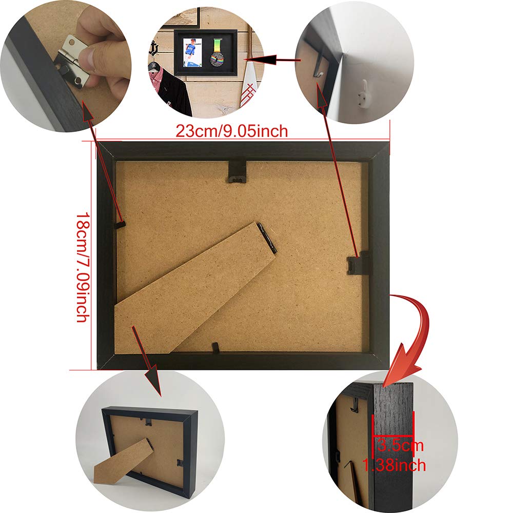 Medal Display Shadow Box - Single Medal Display case - Perfect Medal Display for Runners, Marathon, Race Winner,Soccer, Football, Gymnastics &amp; All Sports (Black, 6x8)