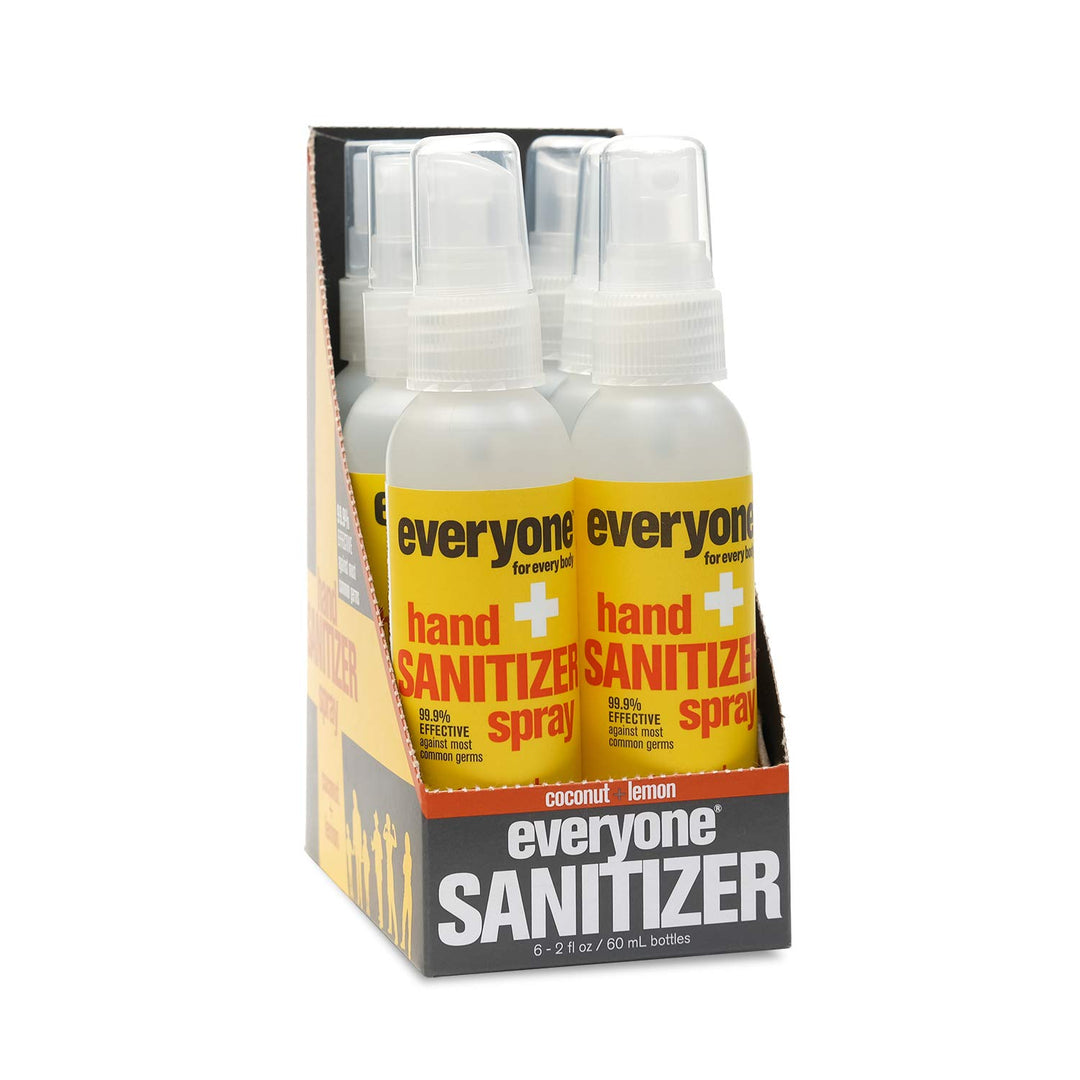 Everyone Hand Sanitizer Spray: Coconut and Lemon, Travel Size, 2 Ounce, 6 Count