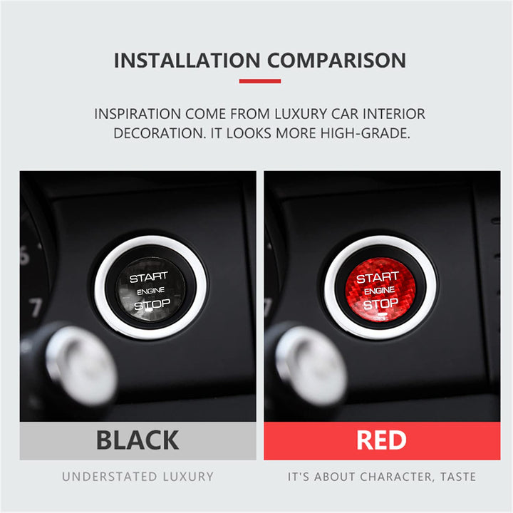Black Ignition Starter Switch Sticker for Land Rover Discovery Sport for Range Rover Evoque Velar Start Stop Engine Button Cover Genuine Carbon Fiber Material - for Concave Button