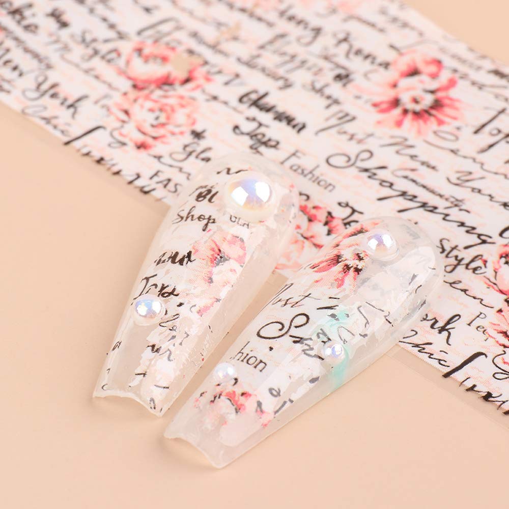 Flower Nail Art Foil Transfer Stickers 10 Rolls Flowers Floral Starry Sky Star Foil Adhesive Stickers Flower Nail Decals Manicure Tips Nail Art Supplies for Women Acrylic Nails Decorations Decor Set