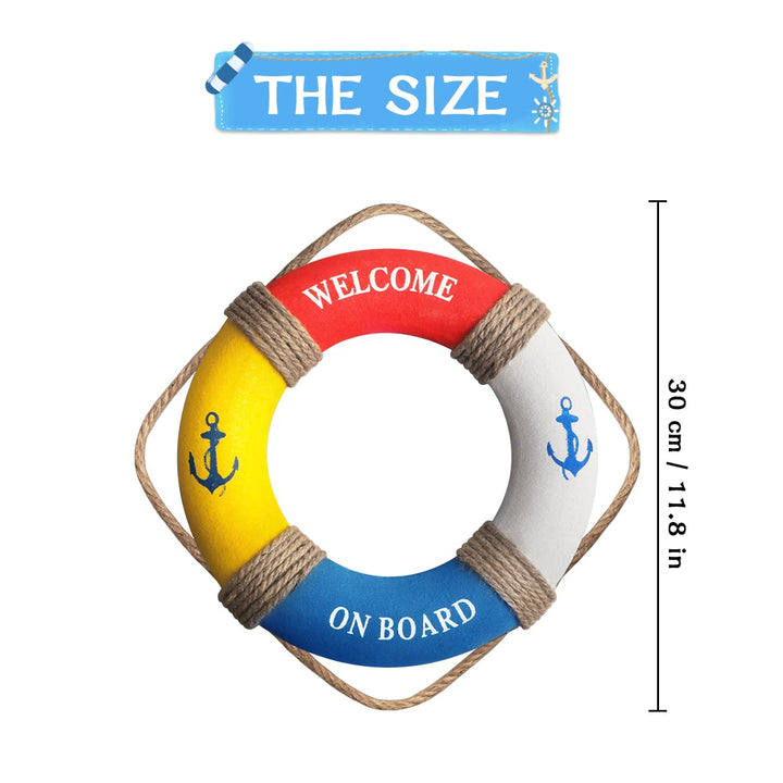 12.2 Nautical Life Ring Decoration Nautical Decorative Life Ring Beach Lifebuoy Decor Life Ring Wall Art for Home Wall Door Hanging Decoration,Red &amp; Blue &amp; White &amp; Yellow