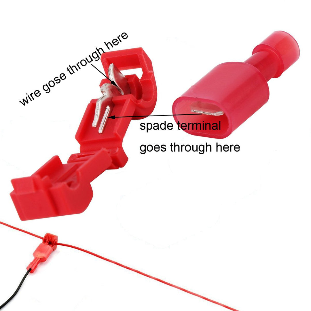 100Pcs (50 Pairs) Terminal Connectors T-Tap Quick Disconnect Wire Connectors Self-stripping Insulated Connectors 22-18 Gauge Female Spade Connector Quick Splice Wire Terminal Kit