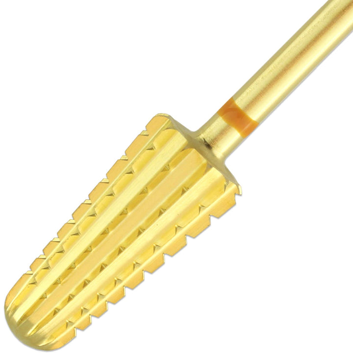 Upgraded PANA Volcano Nail Carbide Bit - Two Way Rotate use for Both Left and Right Handed use - Fastest remove Acrylic or Gel – For Manicure Drill Machine - 3/32 (Double Coarse - 2XC, GOLD)
