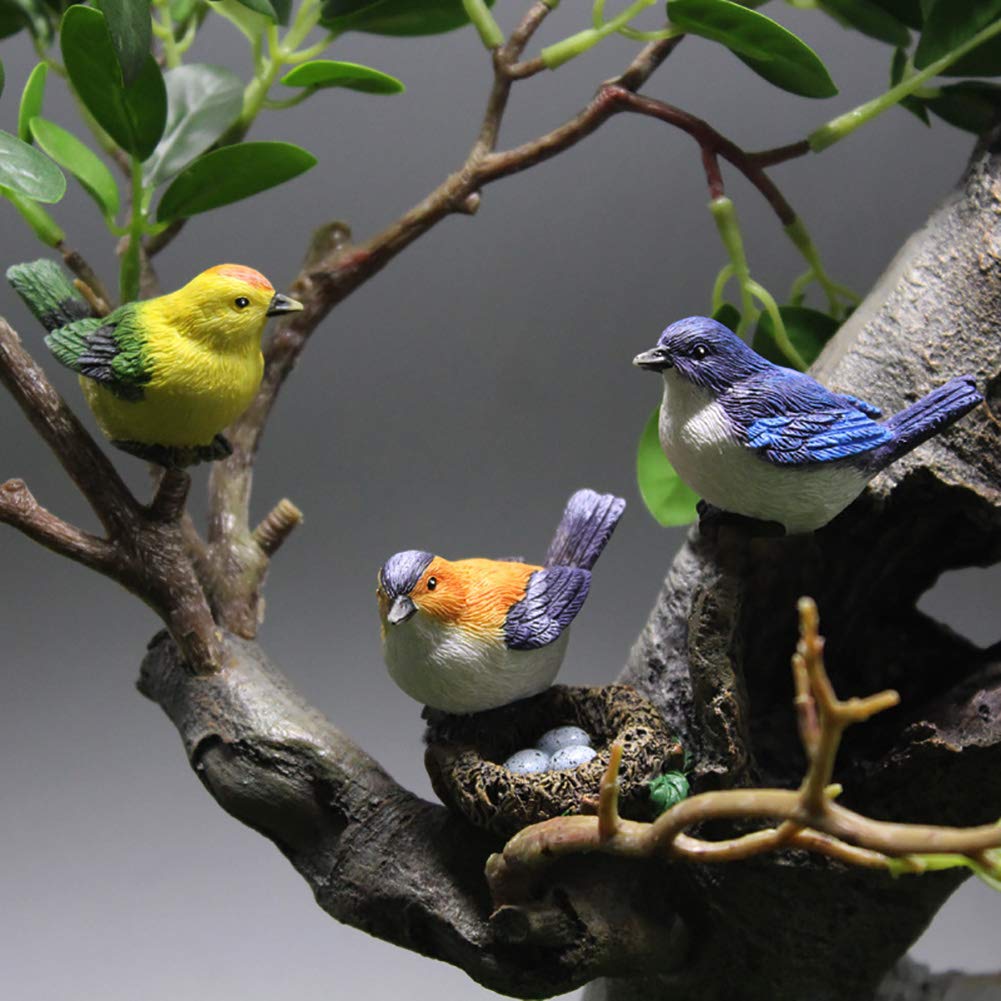 Miniature Bird Decorative Figurines 3 Pcs Mini Bird Figures Animal Model Toys Fairy Garden Decoration Plant Flower Pots Ornaments