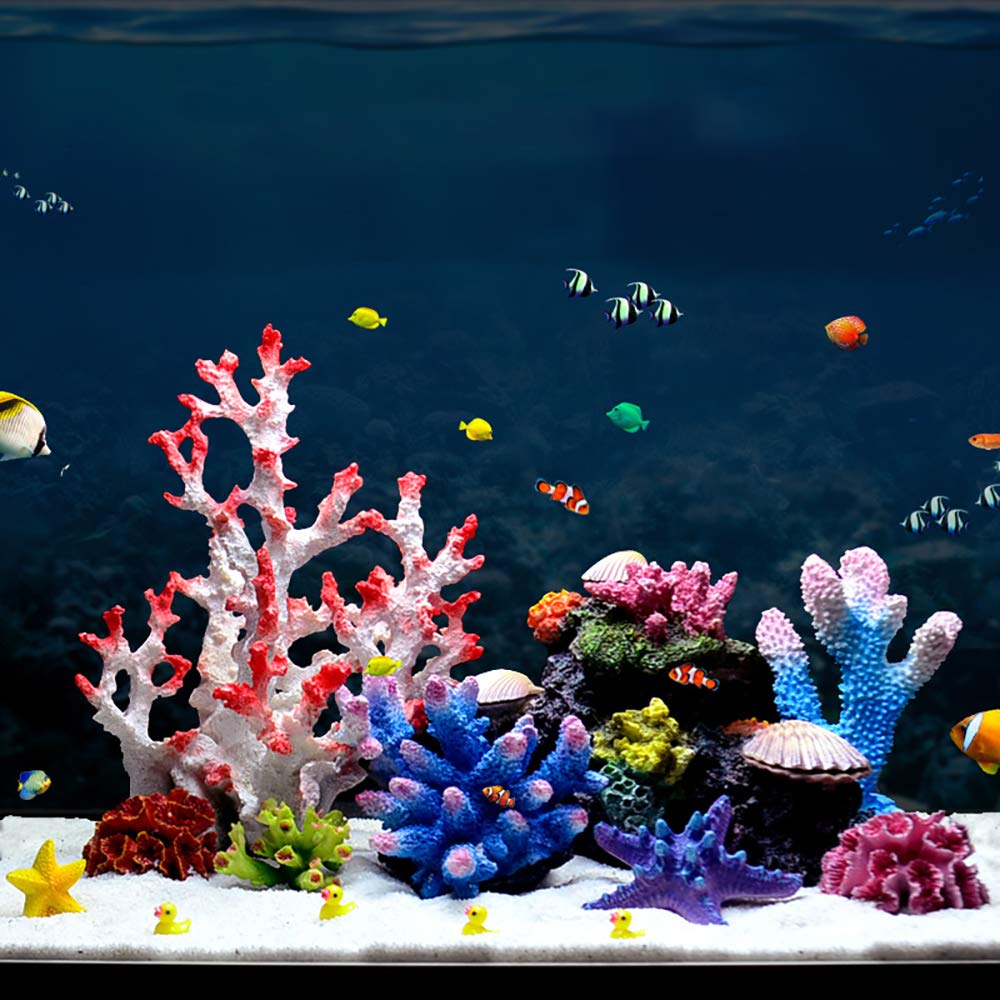 1Pc of Polyresin Coral Ornament, Aquarium Coral Decor 3 1/10 x 2 1/3 x 1 9/10 for Fish Tank Aquarium Decoration