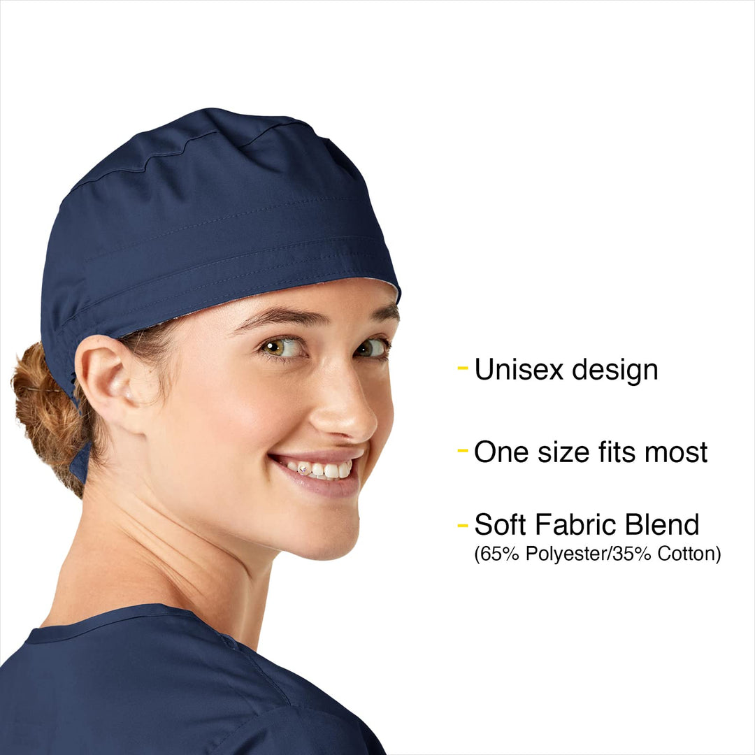 Unisex Tie Back Scrub Cap, Navy, One Size