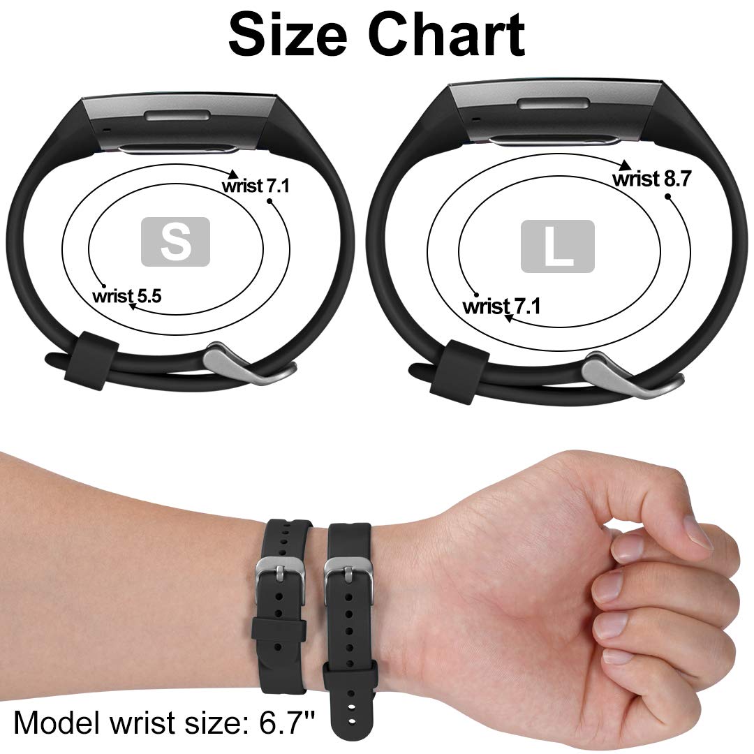 Compatible for Fitbit Charge 4 Bands for Women Men Charge 3 Wristbands Straps Black Small