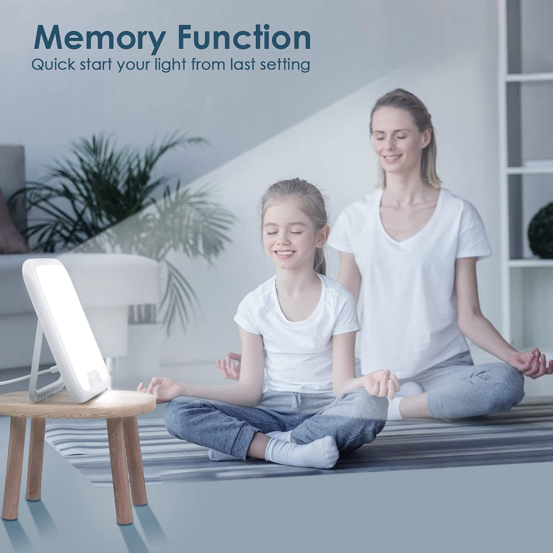 Light Therapy Lamp, Ultra-Thin UV-Free 10000 Lux Therapy Light, Touch Control with Stepless Brightness Levels and 4 Timer Function, Memory Function, 90°Rotatable Stand for a Happy Life