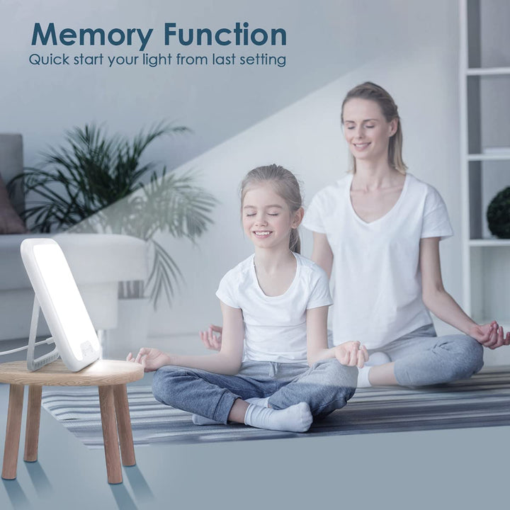 Light Therapy Lamp, Ultra-Thin UV-Free 10000 Lux Therapy Light, Touch Control with Stepless Brightness Levels and 4 Timer Function, Memory Function, 90°Rotatable Stand for a Happy Life