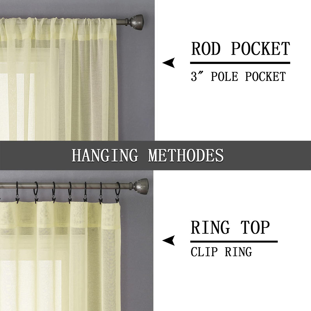 Tollpiz Short Sheer Tier Curtains Linen Textured Half K