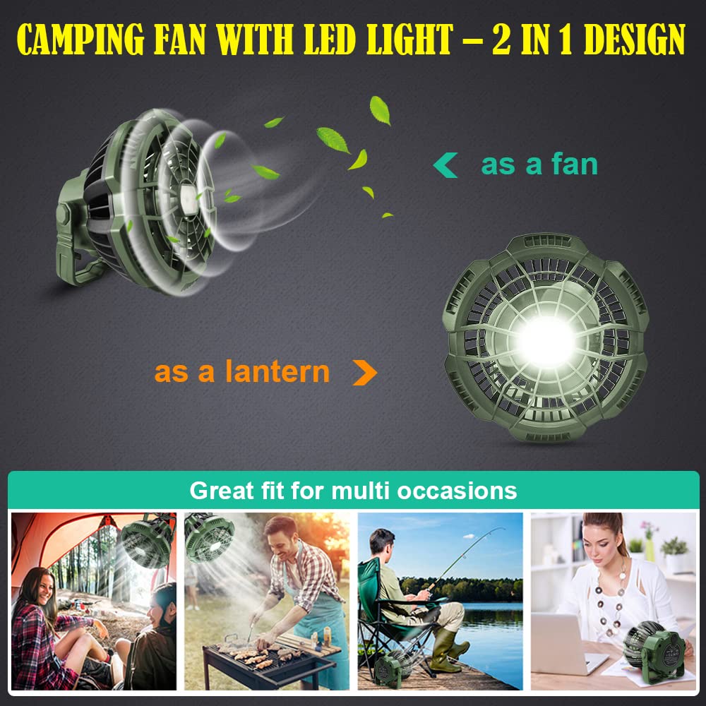 ayamaya Rechargeable Camping Tent Fan with LED Light & Remote Control, 7800mAh Portable Led Light Camping Lantern Fan USB Desk Ceilling Fan for Camping Car Office Hurricane Emergency Survival