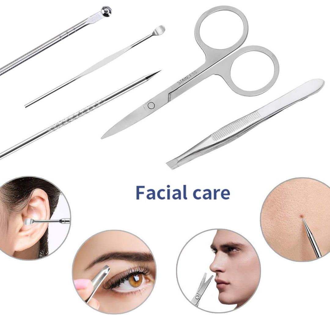 Pedicure Manicure Kit 18 in 1 Manicure Set Professional Sharp Nail Clippers Stainless Steel Cutter &amp; Vibrissac Scissors for Men &amp; Women Fingernails &amp; Toenails with Superb Case (Wine red_19 pieces)