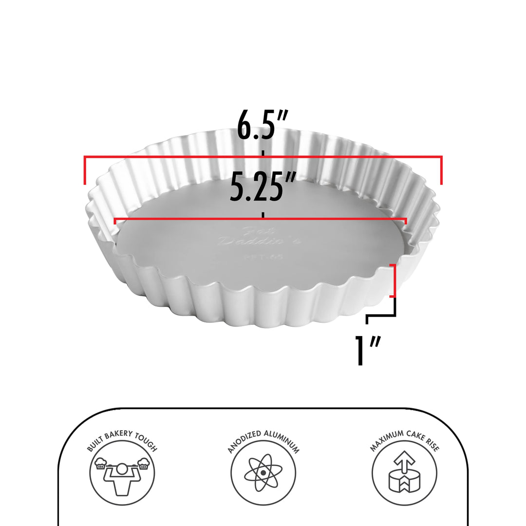 Fat Daddio&#39;s PFT-65 Round Fluted Tart Pan, 6.5 x 1 Inch