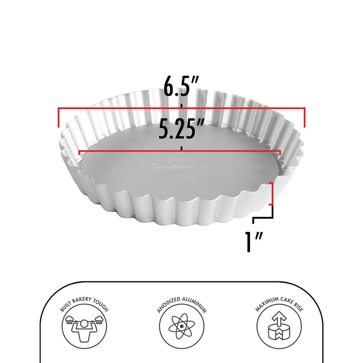 Fat Daddio&#39;s PFT-65 Round Fluted Tart Pan, 6.5 x 1 Inch