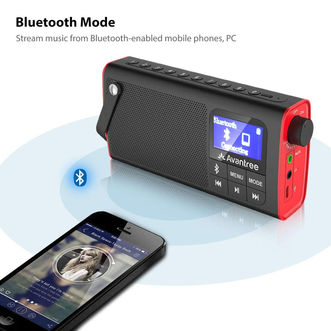 SP850 Rechargeable Portable FM Radio with Bluetooth Speaker and SD Card MP3 Player 3-in-1, Auto Scan Save, LED Display, Small Handheld Pocket Battery Operated Wireless Radio (No AM)