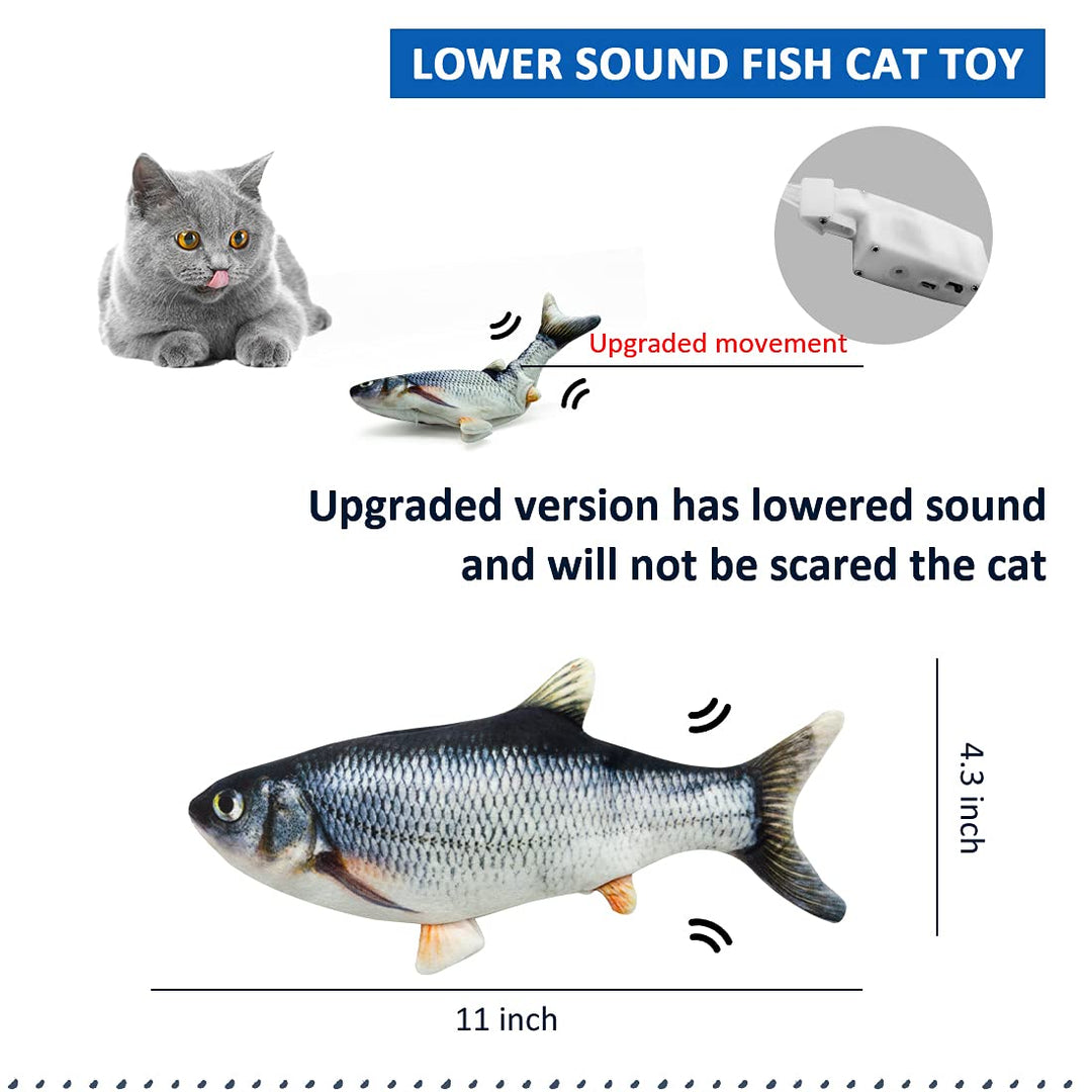 Floppy Fish Dog Toy, Floppy Fish Cat Toy, 11 Realistic Interactive Cat Toy for Indoor Cats with Catip, USB Charging Cat Chew Toy Allow Chew and Kick, Reducing Stress for Cats and Small Dog