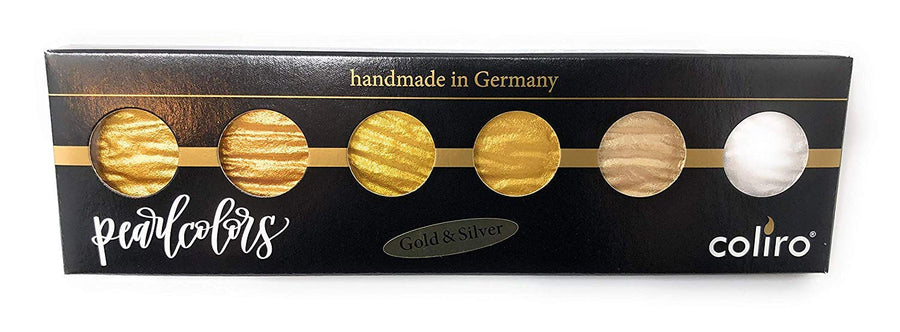 Finetec Coliro C600 Artist Mica Watercolor Pearl and Shimmer-Pearl Paint - Set of 6