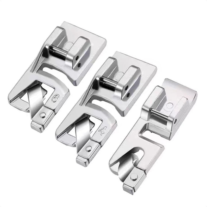 3 Pieces Narrow Rolled Hem Presser Foot Set (3 mm, 4 mm, 6 mm) for All Low Shank Snap-On Singer, Brother, Babylock, Euro-Pro, Janome, Kenmore, White, Juki, Elna, New Home Sewing Machines