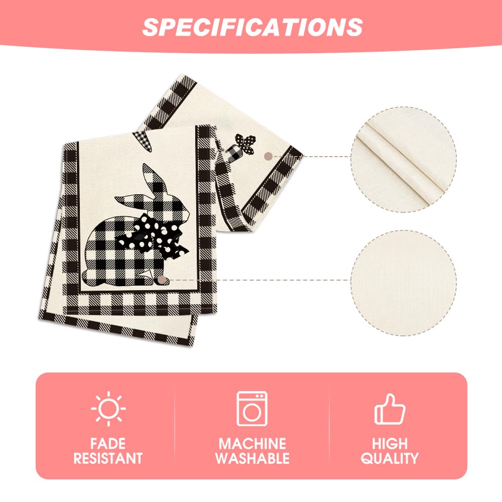 Buffalo Plaid Rabbit Carrots Easter Table Runner, Spring Summer Seasonal Holiday Kitchen Dining Table Decoration for Indoor Outdoor Home Party Decor 13 x 72 Inch