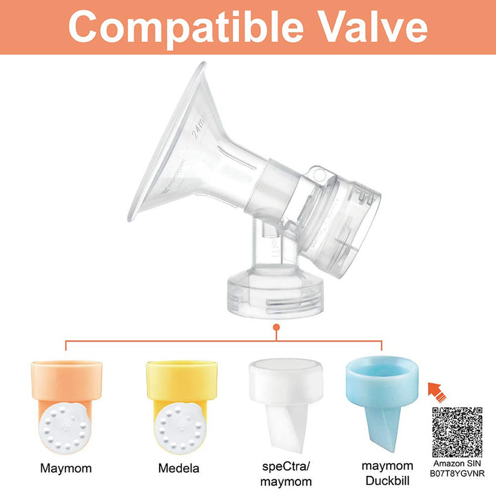 26 mm 2xOne-Piece Breastshield w/Valve and Membrane Compatible with Medela Breast Pumps; Made by Maymom.