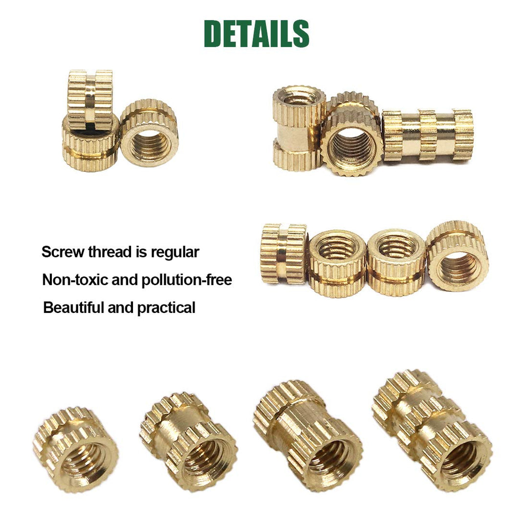370PCS M2 M3 M4 M5 Female Thread Knurled Nut Brass Threaded Insert Embedment Nuts Assortment Kit