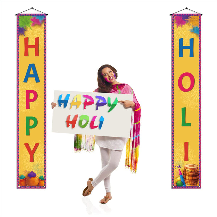 Nepnuser Happy Holi Porch Banner Indian Festival of Col