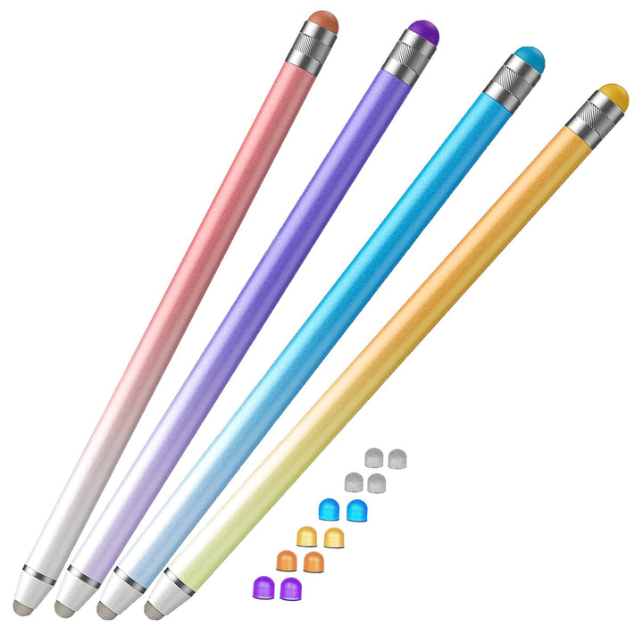 Stylus Pens for Touch Screens (4 Pcs), Sensitivity Capacitive Stylus 2 in 1 Touch Screen Pen with 12 Extra Replaceable Tips for iPad iPhone Tablets Samsung Galaxy All Universal Touch Devices