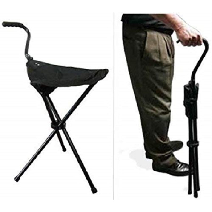 Portable Walking Chair (Cane / Stool) ,Black