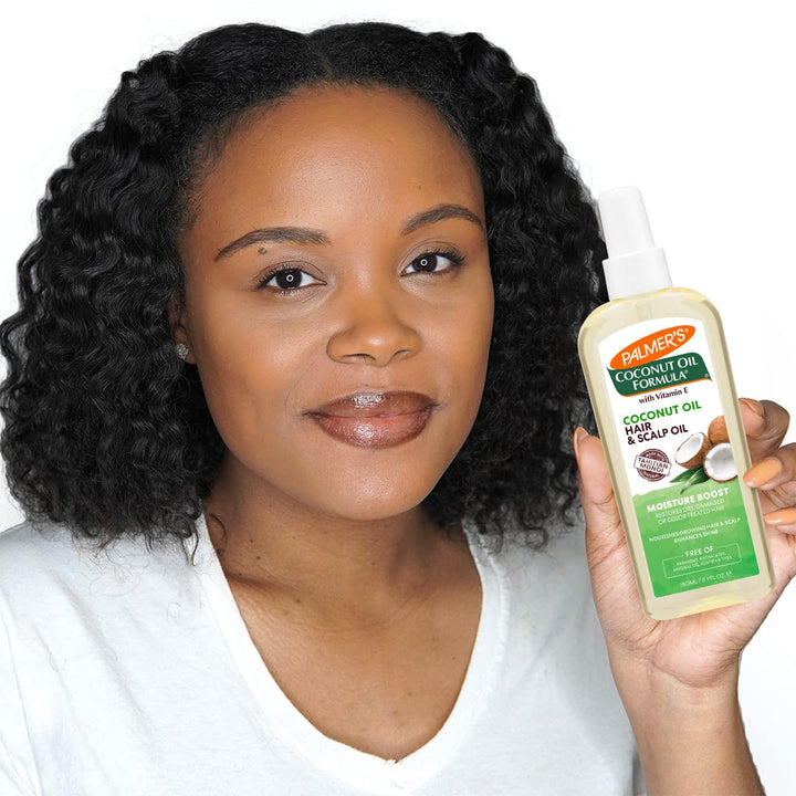 Palmer&#39;s Coconut Oil Moisture Boost, Restorative Hair and Scalp Oil Spray, Lasting Hydration and Shine for Dry or Damaged Hair, Promotes Scalp Health, 5.1 Oz