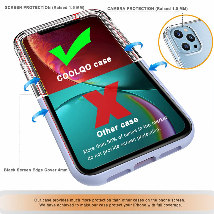 Compatible for iPhone 13 Pro Max Case 6.7 Inch, with [2 x Tempered Glass Screen Protector] Clear 360 Full Body Protective Coverage Silicone 14 ft Military Grade Shockproof Phone Cover