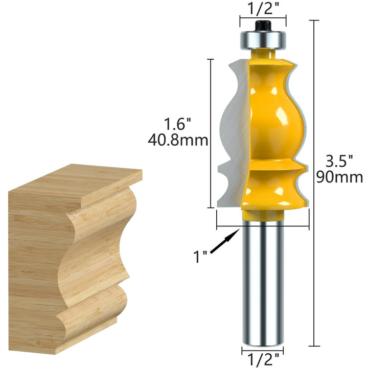 1/2 Inch Shank Architectural Molding Router Bit Set Crown Molding Router Bit Bullnose Bead Column Face Molding Router Bit for Woodworking Tools