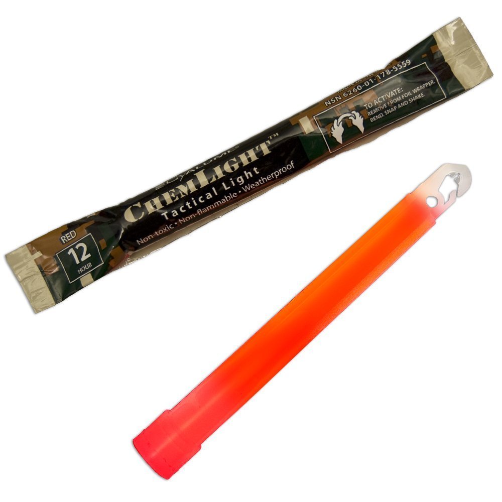 Military Grade Red Glow Sticks - Premium Bright 6” ChemLight Emergency Glow Sticks with 8 Hour Duration (Bulk Pack of 10 Chem Lights)