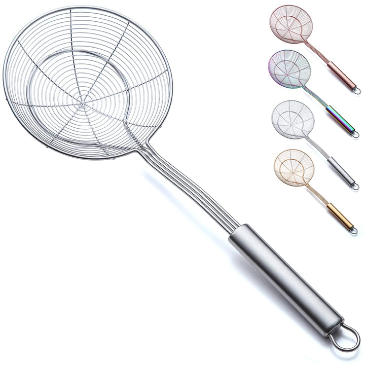 Strainer Spider Skimmers For Kitchen Cooking and Frying Food, Stainless Steel Slotted Spoon Pasta Strainers Tomato Food Strainer Skimmer Ladle For Pasta.