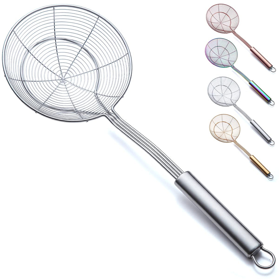 Strainer Spider Skimmers For Kitchen Cooking and Frying Food, Stainless Steel Slotted Spoon Pasta Strainers Tomato Food Strainer Skimmer Ladle For Pasta.