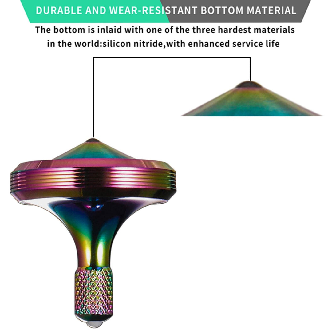 Precision Metal Spinning Top, Well Made Stainless Steel Spin Long Lasting Exceed 8 Mins Desktop Gyro EDC Toy, Perfect Balance Easy to Use Kill Time Efficiently (Pro Max-Iridescent)