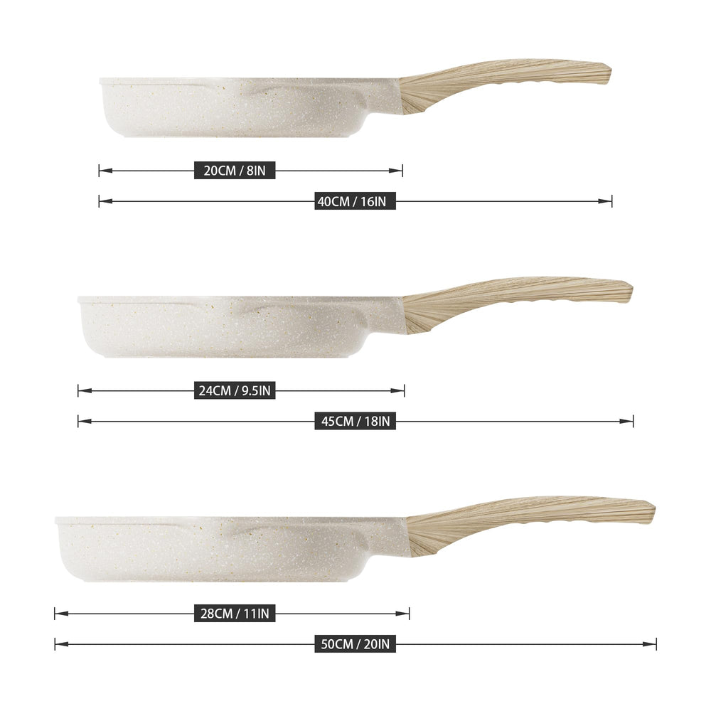 Nonstick Granite Frying Pan Skillet, Non Stick Omelette Fry Pans, Omelet Egg Pan, Stone Cookware Chef's Pan, Induction Compatible, PFOA Free (Gray, 11 Inch)