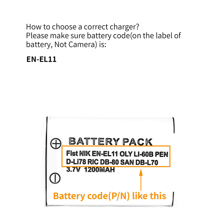 EN-EL11 USB Charger for Nikon Coolpix S550, Coolpix S56