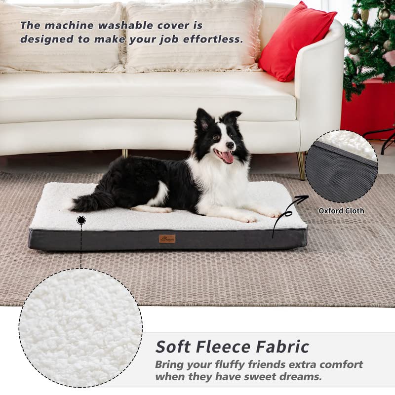 Memory Foam Dog Bed, Dog Mat for Medium Large Dogs, Orthopedic Egg Crate Pet Bed Mattress with Removable Washable and Wear Resistant Cover and Nonskid Bottom