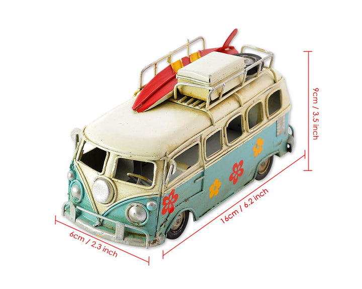 Camper Van Model 6.3 Inches Retro Classic Camper Van T1 Style Metal Beach Bus Vehicle Home Decor - Ideal Birthday Surprise for Boyfriend - Blue