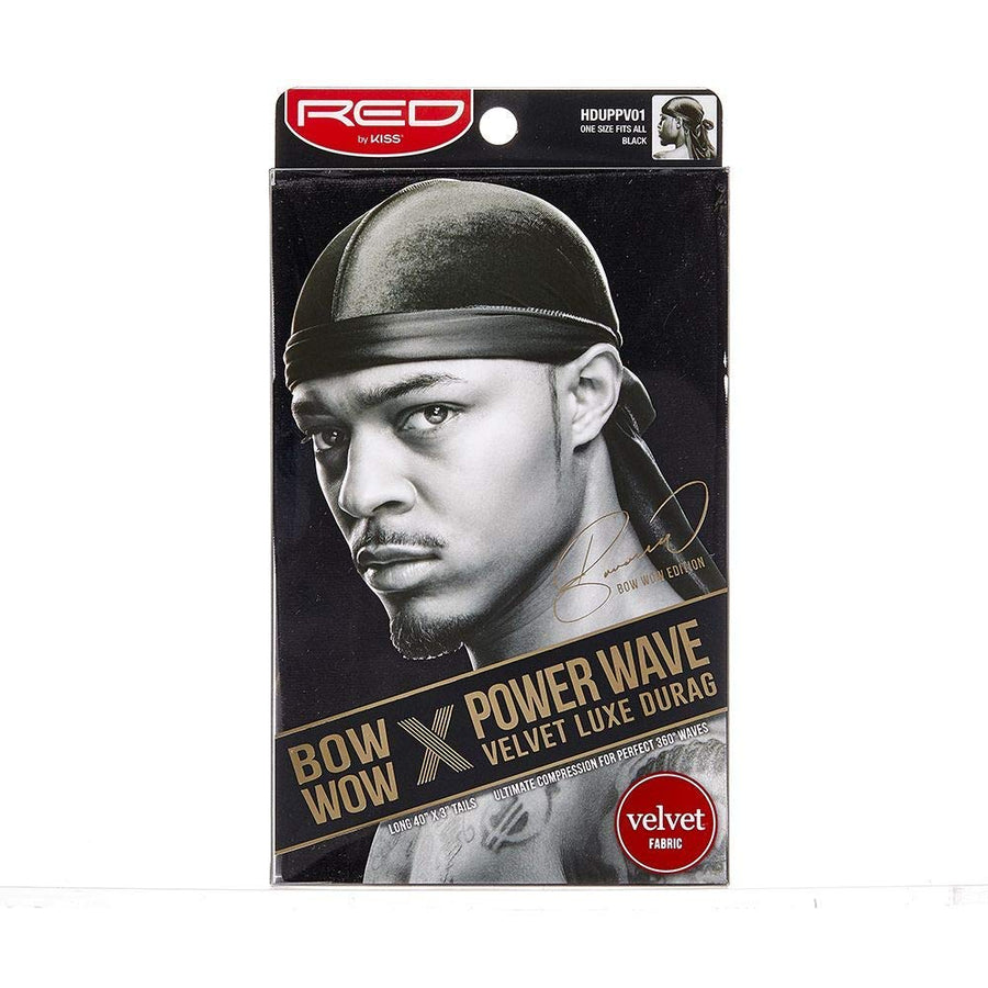 Red Kiss Red by Kiss Power Wave Velvet Luxe Durag, Black