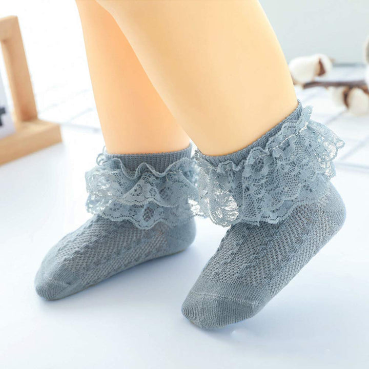 Baby Girls&#39; Eyelet Flower Socks Ankle Sock for Newborn Infant Toddlers Kids (0-12 Months)