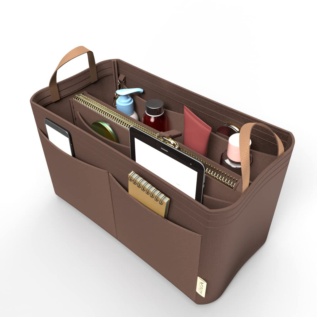 Purse Organizer Insert Handbag Tote Felt Organizer Bag in Bag Shaper Fit Neverfull Speedy Graceful MM GM (X-Large, BROWN)