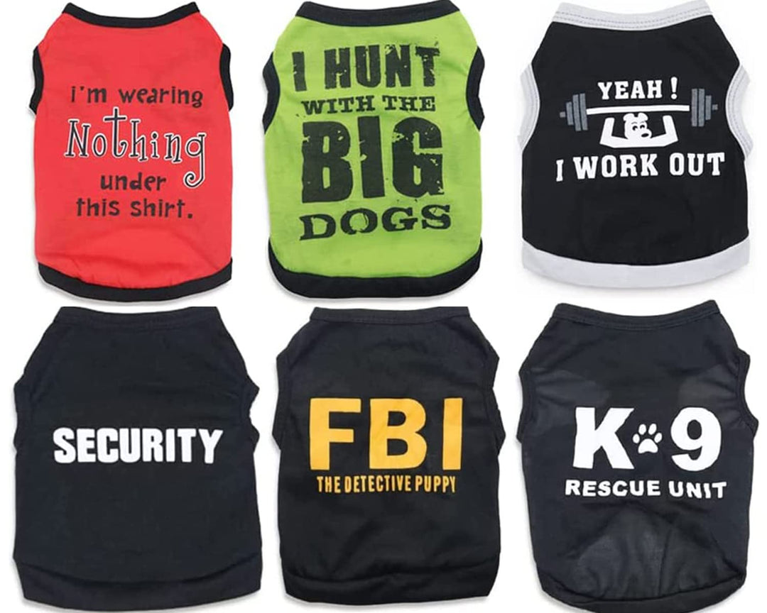 6 Pieces Small Puppy Shirts for Boy Dog Clothes Pet Dogs T Shirt Chihuahua Clothes Cat Shirts Pet Boys Tshirts for Small Dogs Boy T-Shirt Cat Vest Apparel