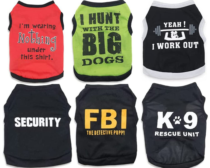 6 Pieces Small Puppy Shirts for Boy Dog Clothes Pet Dogs T Shirt Chihuahua Clothes Cat Shirts Pet Boys Tshirts for Small Dogs Boy T-Shirt Cat Vest Apparel