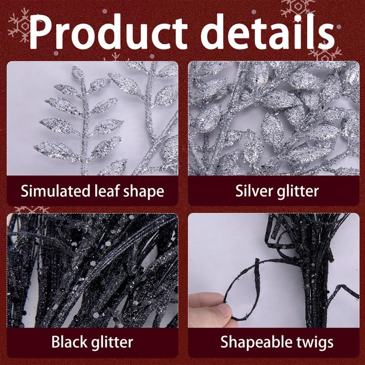 25 PCS Artificial Pine Leaves Branches-13.3x7 Inch Christmas Faux Greenery Pine Sprigs-Fake Cedar Pine Twigs Stems Picks for Craft DIY Christmas Garland Wreath and Home Garden Decoration