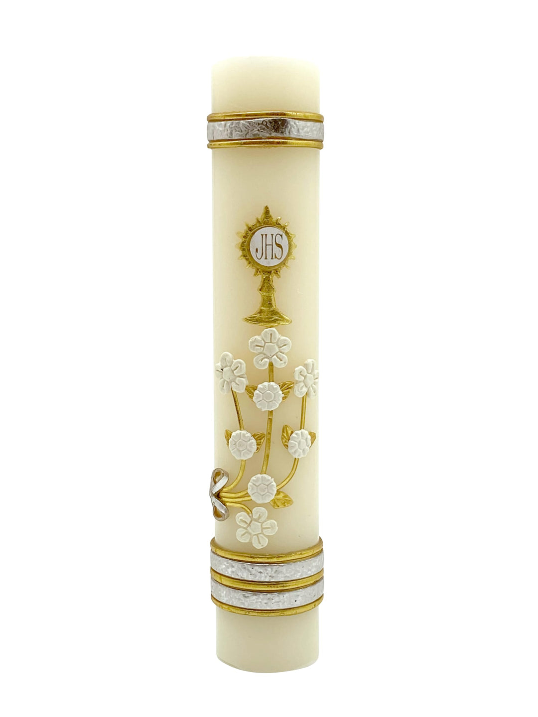 First Communion Prayer Candle Adorned with The Holy Spirit Dove A Blessed Mass Religious Keepsake