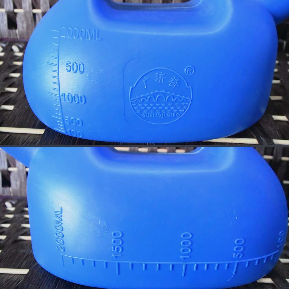 Men&#39;s 2000ML Portable Potty Pee Bottle Male Urinal Collector for Hospital Camping Car Travel Toilet Urinal,130 CM Tube (Blue)